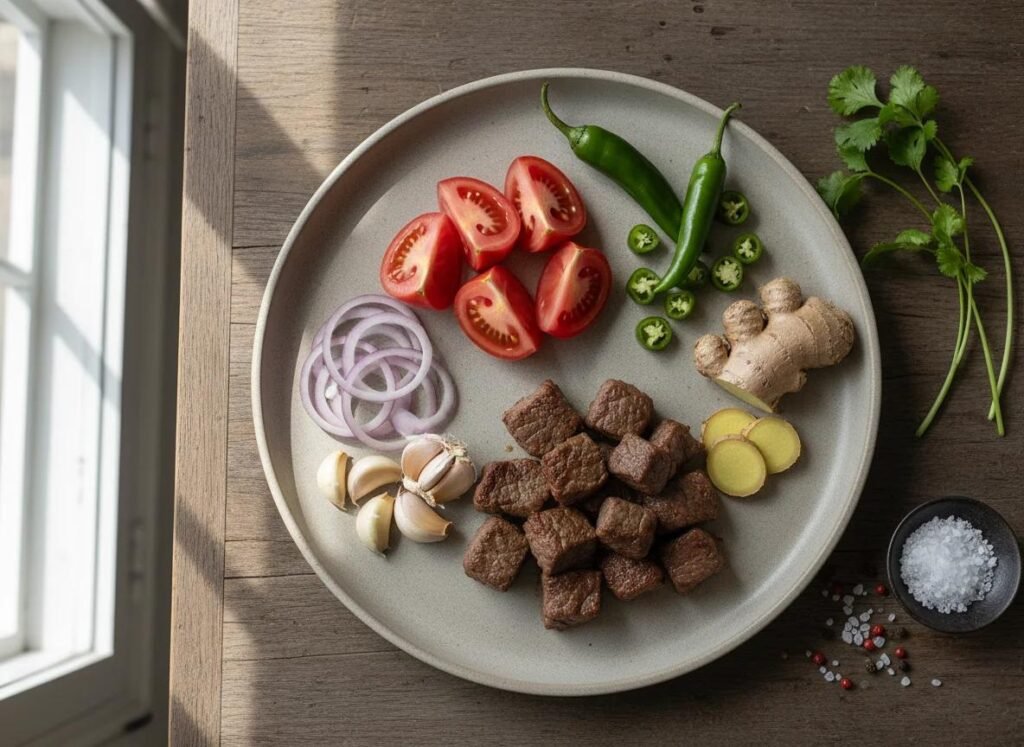 ingredients of beef karahi